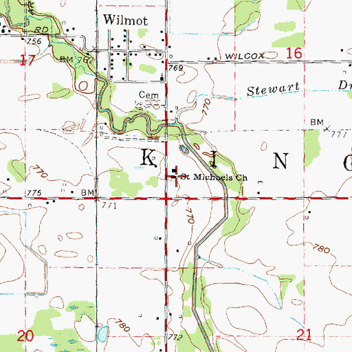 Topographic Map of Saint Michaels Church, MI