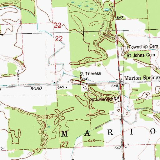 Topographic Map of Saint Theresa Cemetery, MI
