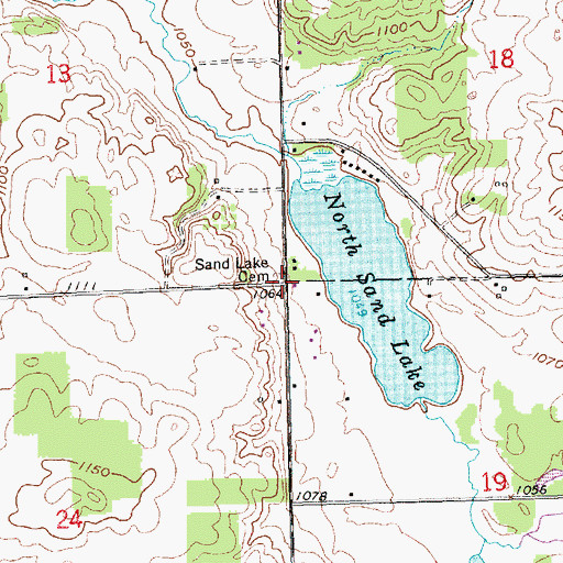 Topographic Map of Sand Lake Cemetery, MI
