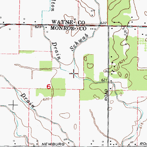 Topographic Map of Schwab Drain, MI