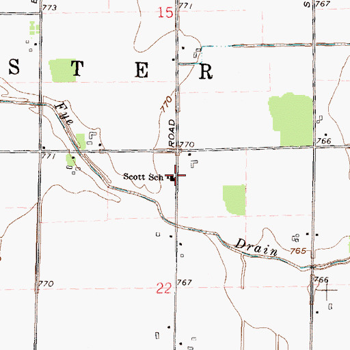 Topographic Map of Scott School, MI