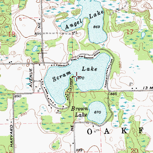 Topographic Map of Scram Lake, MI