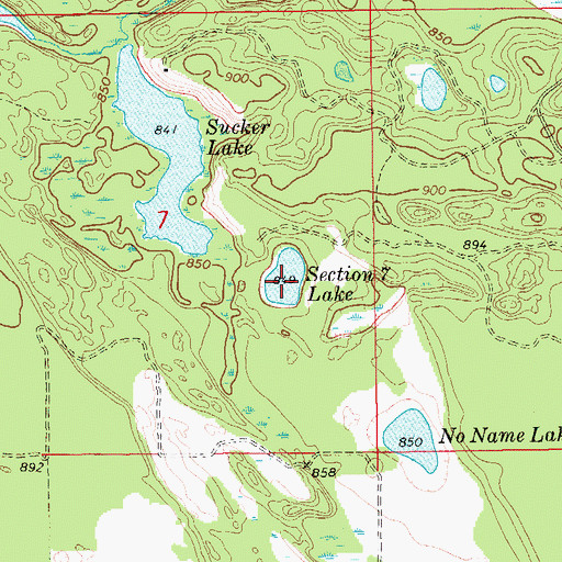 Topographic Map of Section Seven Lake, MI