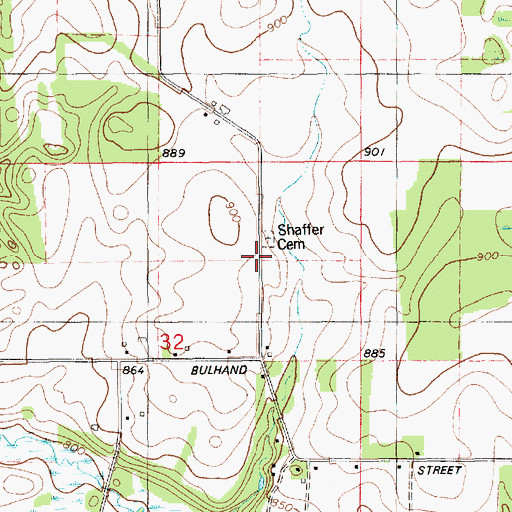 Topographic Map of Shaffer Cemetery, MI