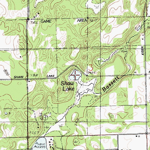 Topographic Map of Shaw Lake, MI