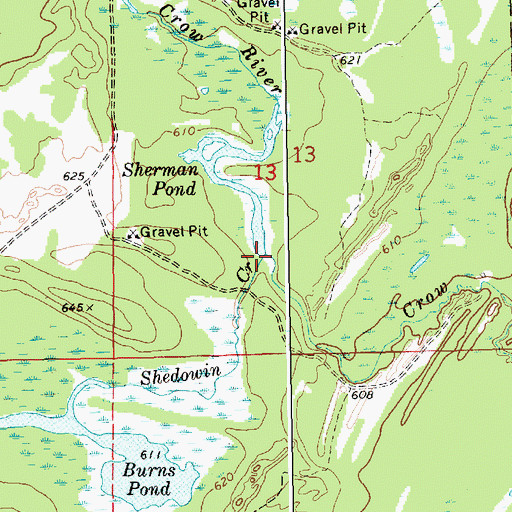 Topographic Map of Shedowin Creek, MI