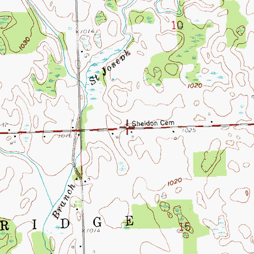 Topographic Map of Sheldon Cemetery, MI