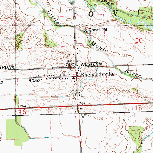 Topographic Map of Shepardsville, MI