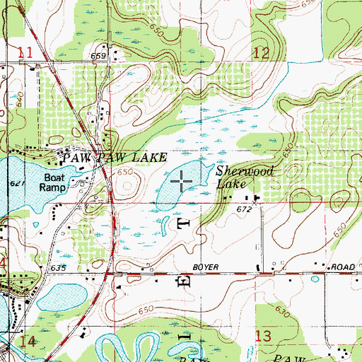 Topographic Map of Sherwood Lake, MI