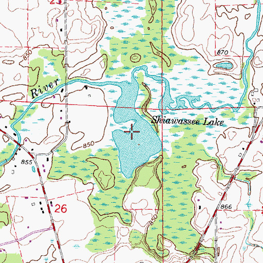 Topographic Map of Shiawassee Lake, MI