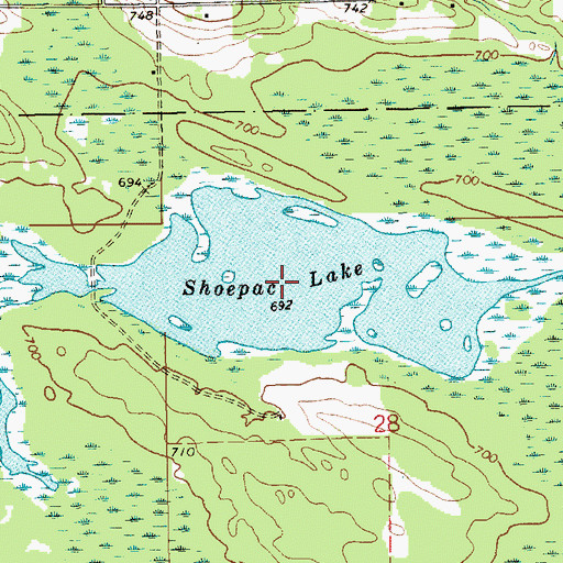 Topographic Map of Shoepac Lake, MI