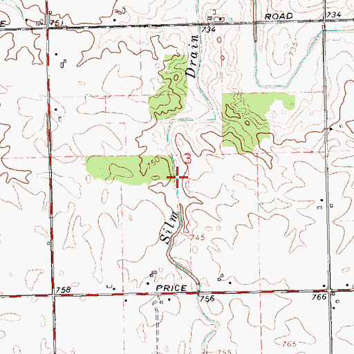 Topographic Map of Silm Drain, MI