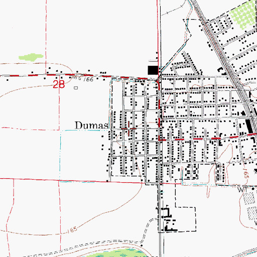 Topographic Map of West Dumas Church of God in Christ, AR