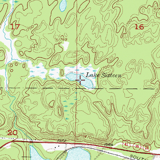 Topographic Map of Lake Sixteen, MI