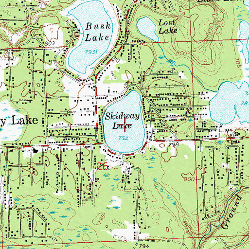 Topographic Map of Skidway Lake, MI
