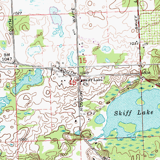 Topographic Map of Skiff Lake Church, MI
