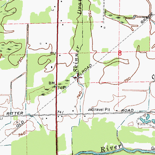 Topographic Map of Skinner Drain, MI