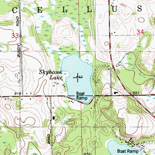 Topographic Map of Skyhawk Lake, MI