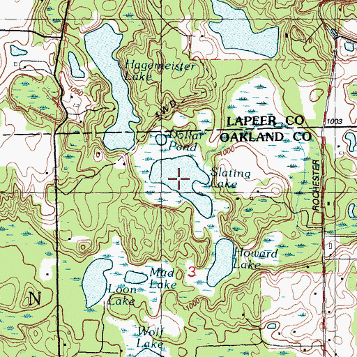 Topographic Map of Slating Lake, MI