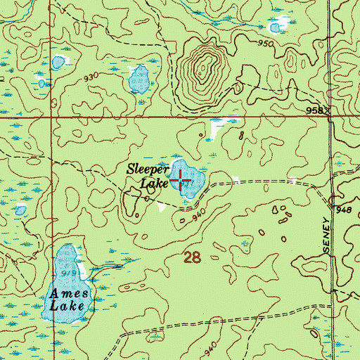 Topographic Map of Sleeper Lake, MI