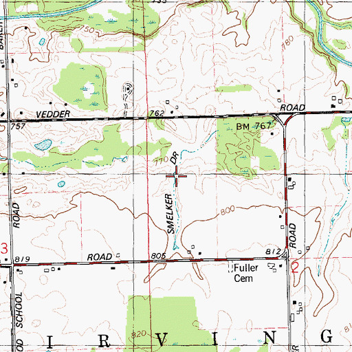 Topographic Map of Smelker Drain, MI