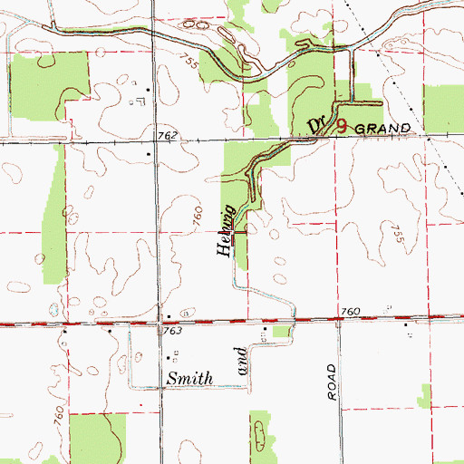 Topographic Map of Smith and Helwig Drain, MI