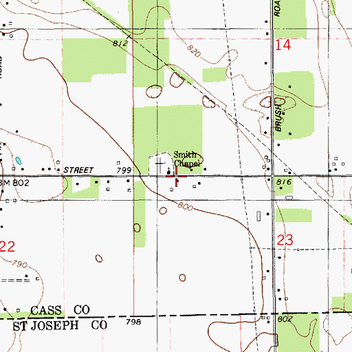 Topographic Map of Smith Chapel, MI