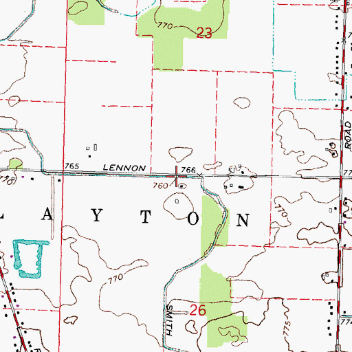 Topographic Map of Smith Drain, MI