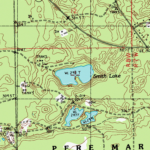 Topographic Map of Smith Lake, MI