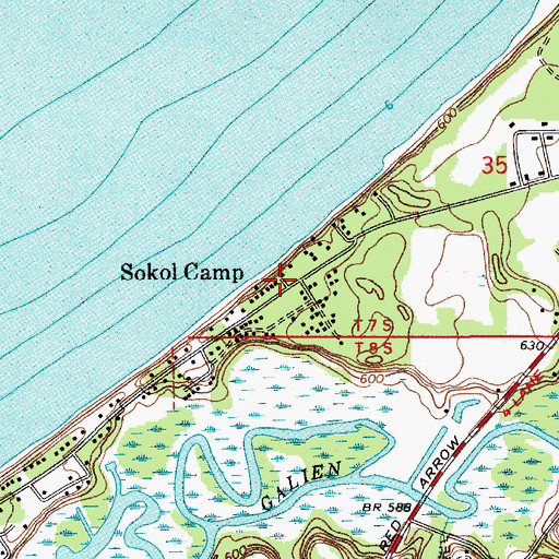 Topographic Map of Sokol Camp, MI