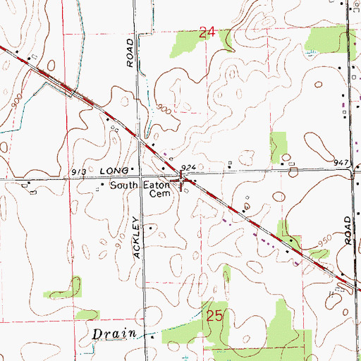 Topographic Map of South Eaton Cemetery, MI