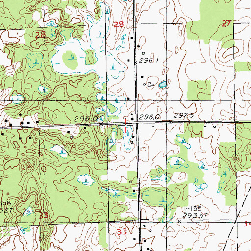 Topographic Map of South Ensley Church, MI