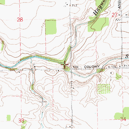 Topographic Map of South Fork Hayworth Creek, MI