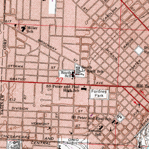 Topographic Map of South School, MI