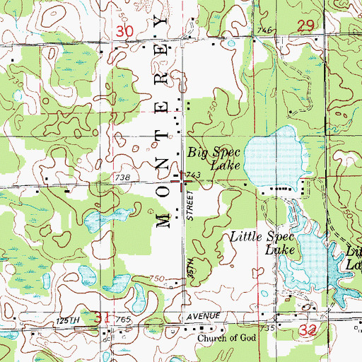 Topographic Map of Spec Lake School, MI