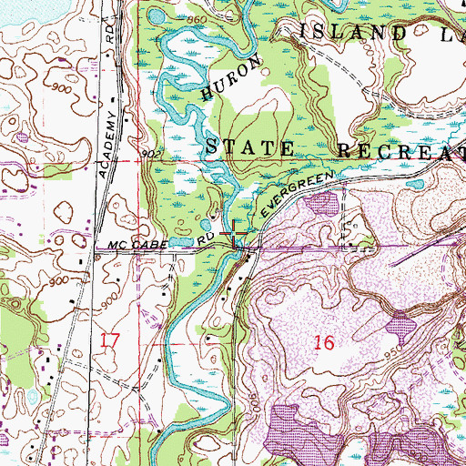 Topographic Map of Spring Mill Creek, MI