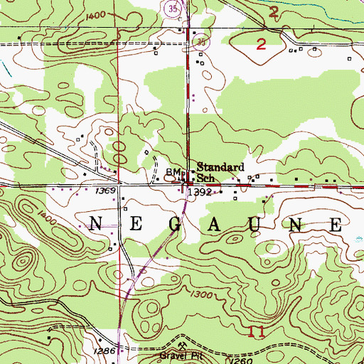 Topographic Map of Standard School, MI
