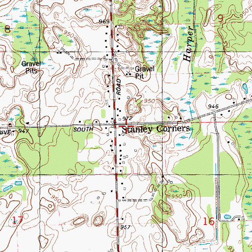 Topographic Map of Stanley Corners, MI