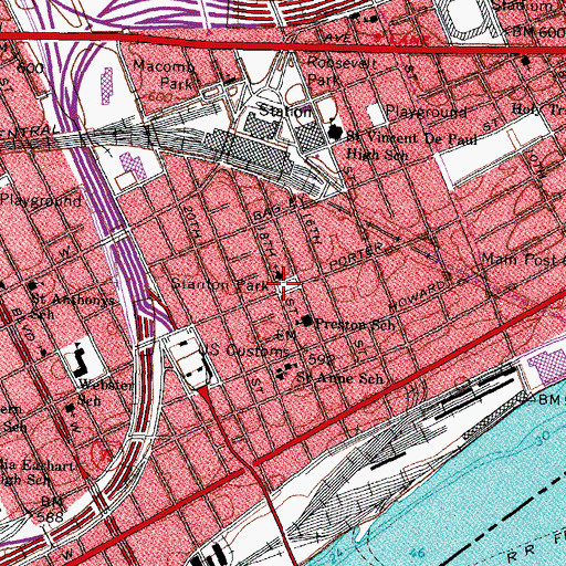 Topographic Map of Stanton Park, MI