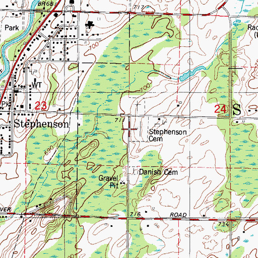 Topographic Map of Stephenson Cemetery, MI