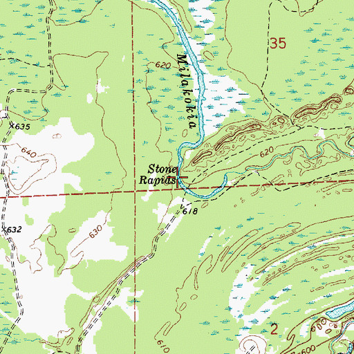 Topographic Map of Stone Rapids, MI