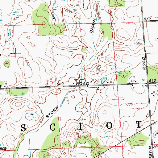 Topographic Map of Stork Drain, MI