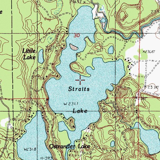 Topographic Map of Straits Lake, MI