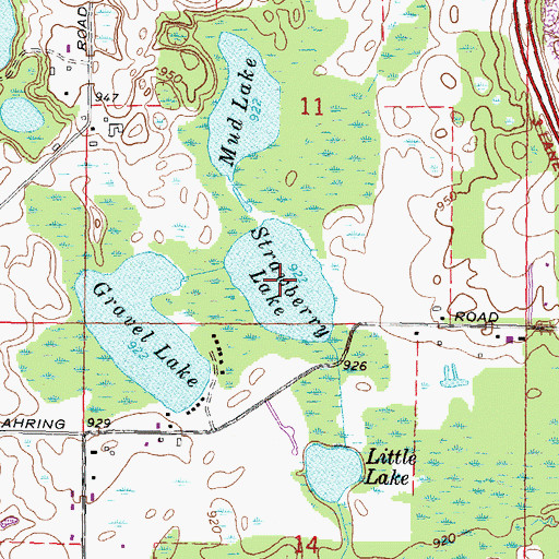 Topographic Map of Strawberry Lake, MI