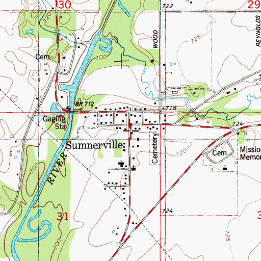 Topographic Map of Sumnerville, MI