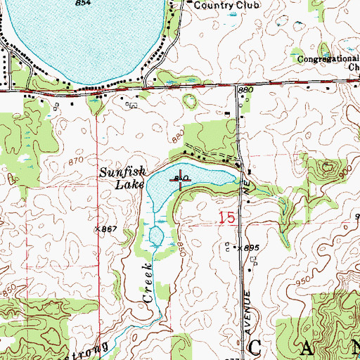 Topographic Map of Sunfish Lake, MI
