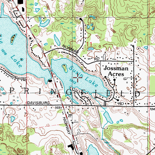 Topographic Map of Susin Lake, MI