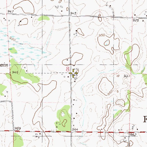 Topographic Map of Adickes School, MN