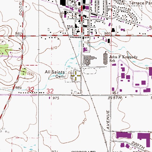 Topographic Map of All Saints Cemetery, MN