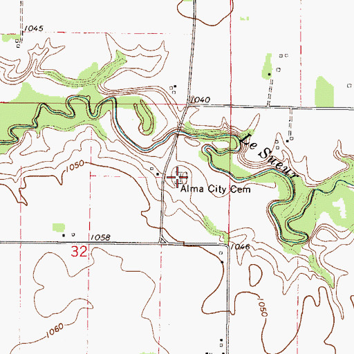 Topographic Map of Alma City Cemetery, MN